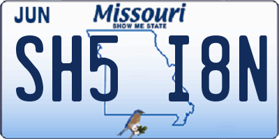 MO license plate SH5I8N