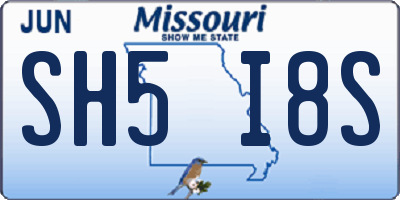 MO license plate SH5I8S