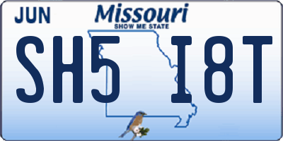 MO license plate SH5I8T