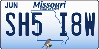 MO license plate SH5I8W