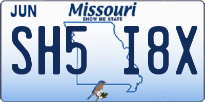 MO license plate SH5I8X