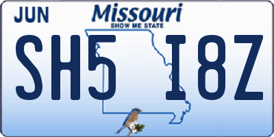 MO license plate SH5I8Z