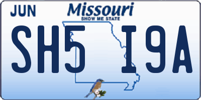 MO license plate SH5I9A