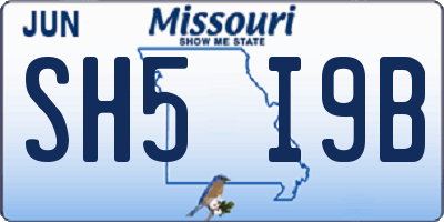MO license plate SH5I9B