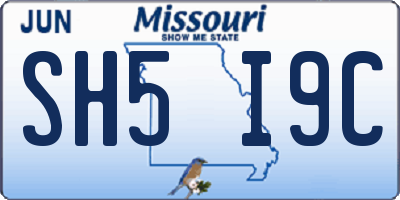 MO license plate SH5I9C