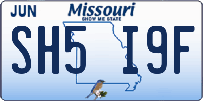 MO license plate SH5I9F