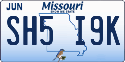 MO license plate SH5I9K