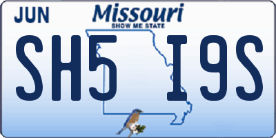MO license plate SH5I9S
