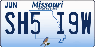 MO license plate SH5I9W