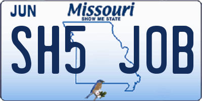 MO license plate SH5J0B