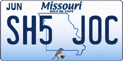 MO license plate SH5J0C