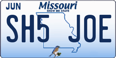 MO license plate SH5J0E