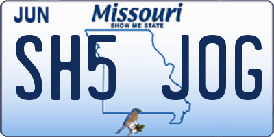 MO license plate SH5J0G