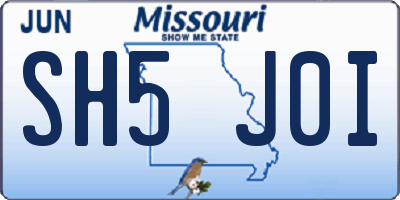 MO license plate SH5J0I