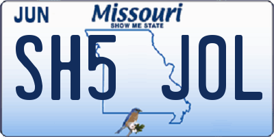 MO license plate SH5J0L