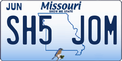 MO license plate SH5J0M