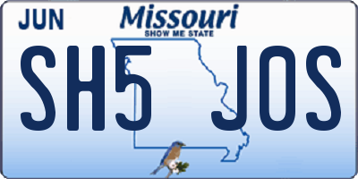 MO license plate SH5J0S