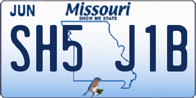 MO license plate SH5J1B