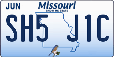 MO license plate SH5J1C