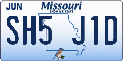 MO license plate SH5J1D