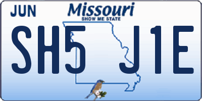 MO license plate SH5J1E