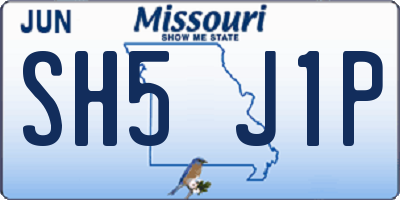 MO license plate SH5J1P