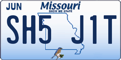 MO license plate SH5J1T