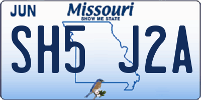 MO license plate SH5J2A