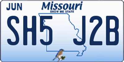 MO license plate SH5J2B