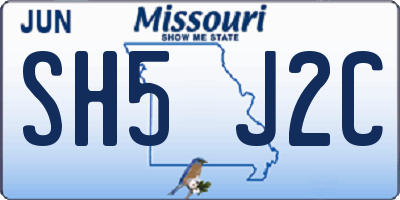MO license plate SH5J2C