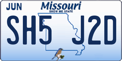 MO license plate SH5J2D