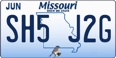 MO license plate SH5J2G