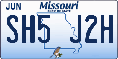MO license plate SH5J2H