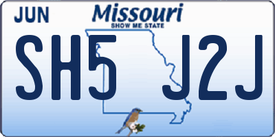 MO license plate SH5J2J