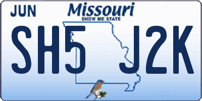 MO license plate SH5J2K