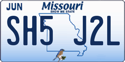 MO license plate SH5J2L