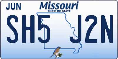 MO license plate SH5J2N