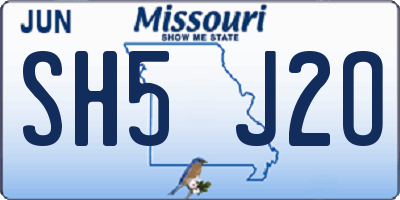 MO license plate SH5J2O