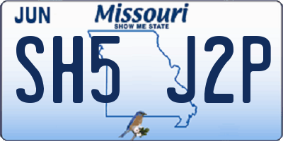 MO license plate SH5J2P