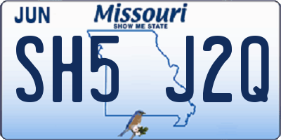 MO license plate SH5J2Q