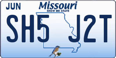 MO license plate SH5J2T