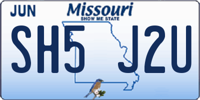 MO license plate SH5J2U