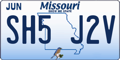 MO license plate SH5J2V