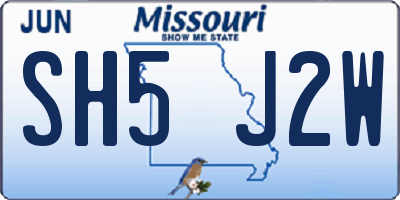 MO license plate SH5J2W