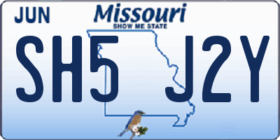 MO license plate SH5J2Y