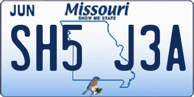 MO license plate SH5J3A