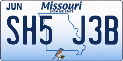 MO license plate SH5J3B