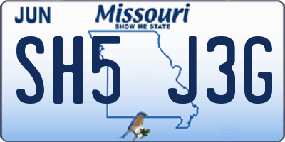MO license plate SH5J3G
