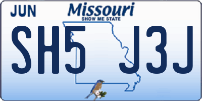 MO license plate SH5J3J