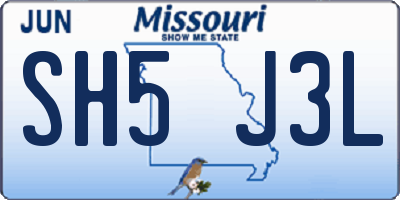 MO license plate SH5J3L